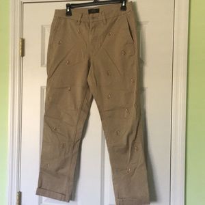 J. Crew Retail Chino with Embroidered Foxes